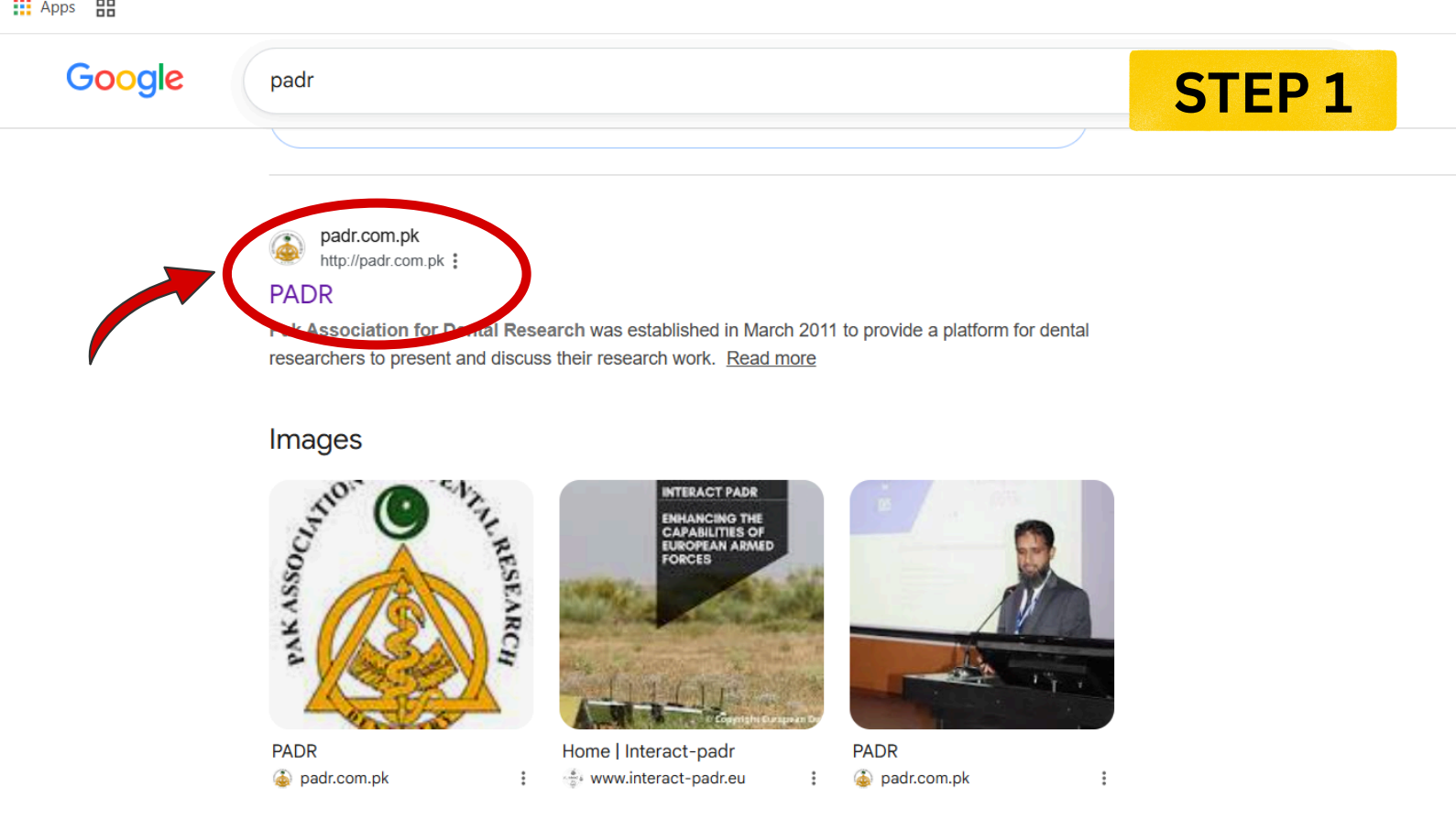 Search PADR on Google