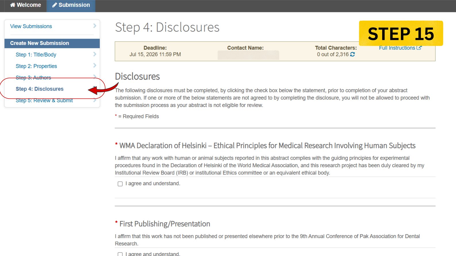 Step 4 Ethics Disclosures